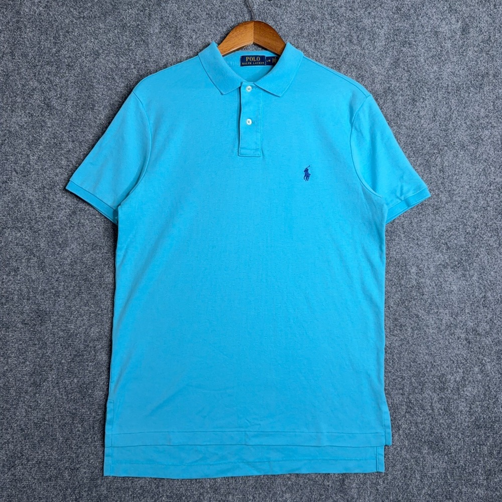 Polo Ralph Lauren Shirt Mens Large Light‎ Blue Short Sleeve Regular Fit Preppy - Picture 2 of 8